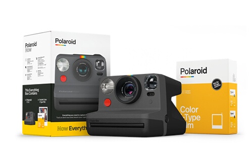 Appareil photo instantané Polaroid Coffret appareil photo instantane  Polaroid Now Black - double pack de films i-Type couleur cadre blanc (16  films) - 006026