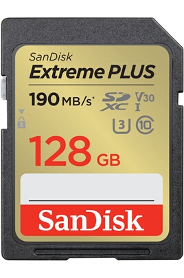 Carte mémoire SD Sandisk Extreme PLUS 128GB SDXC 190MB/s
