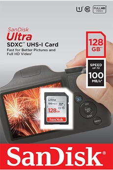 Sandisk Ultra 128Go Sdhc Carte Mémoire Allant Jusqu'À 100Mb/S, Class 10 Uhs-I