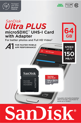 Carte mémoire SD Sandisk Ultra PLUS 64GB SDXC Memory Card 150MB/s