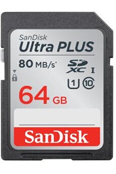 Carte Mémoire Sandisk Ultra Plus Sdxc 64Go 80Mo/Seconde Uhs-I