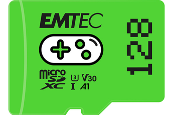 Carte mémoire micro SD Emtec Carte mémoire Gaming microSD UHS-I U3 V30 A1/A2 Emtec 128 Go Vert
