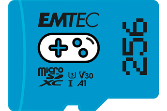 Carte mémoire micro SD Emtec Carte mémoire Gaming microSD UHS-I U3 V30 A1/A2 Emtec 256 Go Bleu