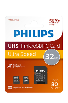 Carte mémoire micro SD Philips Pack Duo Carte Micro SDHC 32GB Class 10  UHS-I U1 inclus Adapter - FM32MP45D/00
