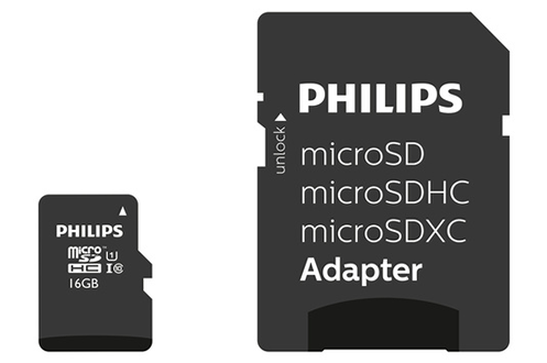 Carte micro SDHC PHILIPS 16Go avec adaptateur