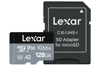 Carte mémoire micro SD Lexar Microsdxc 128Go 1066x + Adaptateur SD