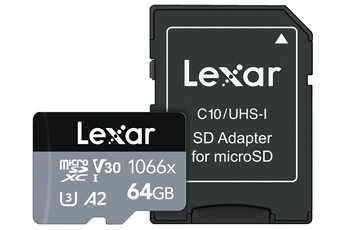 Carte mémoire micro SD Lexar Microsdxc 64Go 1066x + Adaptateur SD