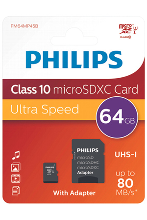 Carte mémoire micro SD Philips CARTE MICRO SD 64GB UHS 1