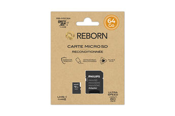 Carte mémoire micro SD Reborn Micro SD Reconditionnee 64GB Class 10 UHS-I U1 + Adaptateur