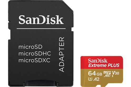 Carte mémoire micro SD Sandisk Extreme PLUS microSDXC 64GB 200MB/s -  SDQXBU064G