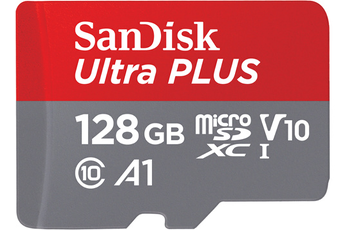 Carte mémoire micro SD Sandisk Carte Ultra PLUS microSDXC 128GB + SD Adapter 150MB/s A1 Class 10 UHS