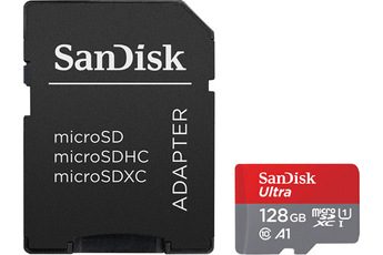 Carte mémoire micro SD Sandisk Carte Ultra microSDXC 128GB + SD Adapter 140MB/s A1 Class 10 UHS-I