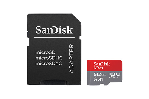 Carte mémoire micro SD Sandisk Carte Ultra microSDXC 512GB + SD Adapter  150MB/s A1 Class 10 UHS-I - SDSQUAC512G