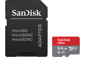 Carte mémoire micro SD Sandisk Carte Ultra microSDXC 64GB + SD Adapter 140MB/s A1 Class 10 UHS-I