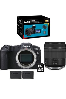 Appareil photo hybride Canon PACK EOS RP + RF 24-105 mm f/4-7.1 IS STM + Seconde Batterie LP-E17 + Carte SD 16Go