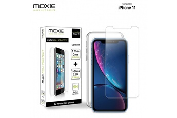 Moxie - Pack coque souple + verre trempé 2,5D pour iPhone 11