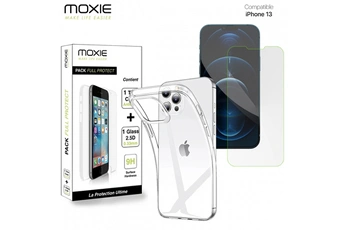Moxie - Pack coque souple + verre trempé 2,5D pour iPhone 13