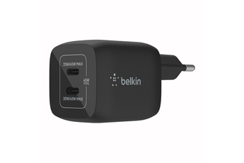Chargeur pour téléphone mobile Belkin Double chargeur secteur USB-C GaN 45W, noir