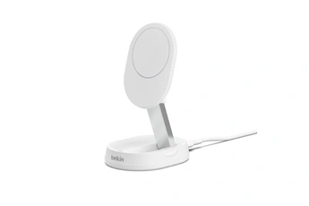 Belkin - Support de recharge sans fil, magnetique et pliable,  compatible Qi2, adaptateur secteur et cable de 1,5m inclus, 15W, blanc