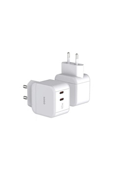 Qdos - Chargeur pour téléphone mobile Qdos PowerCube Trio double usb-c 45W Blanc + cable lightning et cable USB-C