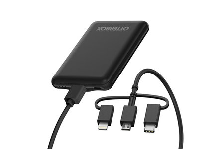 Batterie externe Otterbox Power Bank USB A&Microusb+ Cable MFI 3 connectiques 1M noir