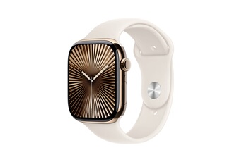 Watch Series 10 GPS + Cellular 46mm Boîtier en Titane Or avec Bracelet Sport Lumiere Stellaire - S/M