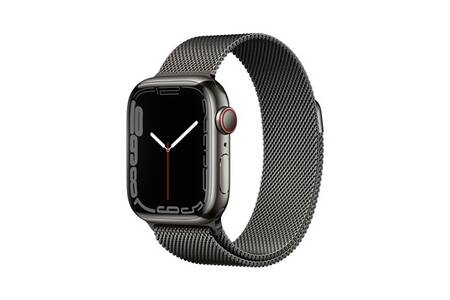 Apple Watch Series 5 GPS + Cellular, Boîtier en acier inoxydable or de 44  mm, Boucle Sport bleu d'Alaska