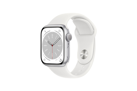 Apple watch Apple Watch Series 8 GPS, boîtier aluminium Argent 41 mm avec Bracelet Sport Blanc