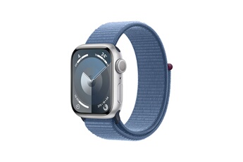Apple watch Apple Series 9 GPS 41 mm Boîtier en Aluminium Argent avec Boucle de Sport Bleu Tempete