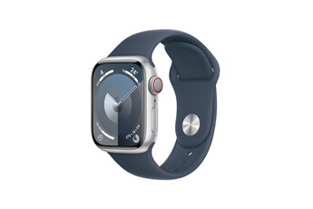 Apple watch Apple Series 9 GPS + Cellular 41mm Boîtier en Aluminium Argent avec Bracelet Sport Bleu 