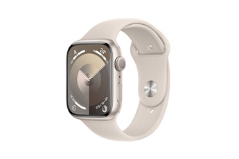 Apple watch Apple Series 9 GPS 45 mm Boîtier en Aluminium Starlight avec Bracelet de Sport Starlight
