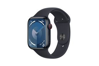 Apple watch Apple Series 9 GPS + Cellular 45 mm Boîtier en Aluminium Midnight avec Bracelet de Sport