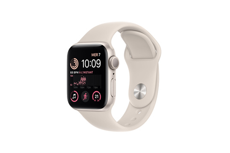 Apple watch Apple Watch SE GPS 2eme generation, boîtier alumininium Lumiere Stellaire 40mm Bracelet Sport Lumiere Stellaire