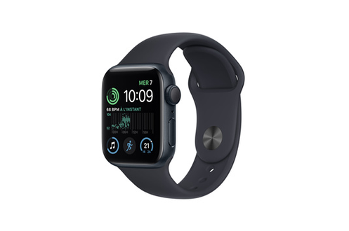 Apple Watch SE GPS 2eme generation, boîtier alumininium Minuit 40mm Bracelet Sport Minuit