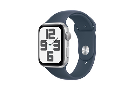 Apple watch Apple SE GPS 44mm Boîtier en Aluminium Argent avec Bracelet Sport Bleu Tempete - S/M