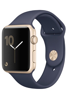 Apple Watch Apple Watch Serie 1 42Mm Cadran Aluminium Couleur Or Bracelet Sport Bleu Nuit
