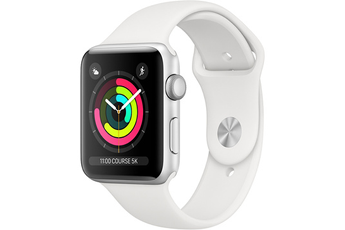 Apple watch Apple Apple Watch Série 3 GPS 42mm Boîtier en aluminium argent avec Bracelet Sport blanc