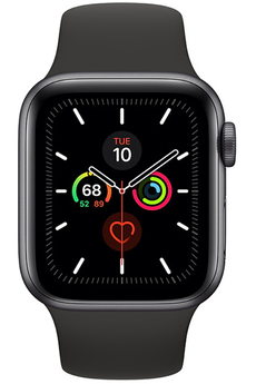 Apple watch Watch Series 5 GPS 40mm, Boitier Aluminium Gris Sidéral avec Bracelet Sport Noir
