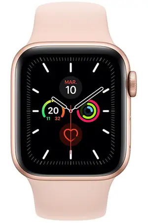 Apple watch Apple Apple Watch Series 5 GPS 44mm, Boitier Aluminium Or avec  Bracelet Sport Rose - S/M \u0026amp; M/L - MWVE2NF/A | Darty