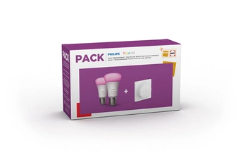 Philips Hue - Ampoules connectées Philips Hue Pack rééquipement 2023 : 2 Hue White and Color Ambiance + 1 télécommande Tap Dial Switch