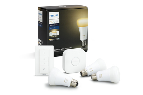 Philips Hue - Kit démarrage ampoule LED connectée White - 10,5W - Lot 2 E27  - Télécommande Hue - Cdiscount Bricolage