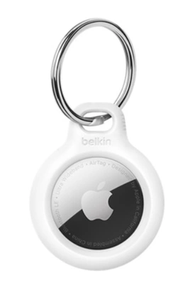 Support sécurisé Belkin pour AirTag avec porte-clés, blanc