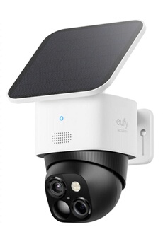 ANKER eufy Security SoloCamS340, caméra de sécurité Solaire, Camera Surveillance WiFi exterieure sans Fil, Surveillance 360° 3K, sans Angle Mort, Wi-FI 2, 4 GHz, sans Frais mensuels, Compatible HomeBase 3