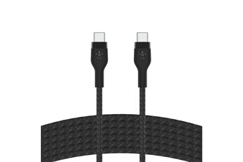 Câble flexible USB-C vers USB-C de 1 m BOOST CHARGE PRO en noir / La gaine en silicone avec extérieur tressé offre durabilité et flexibilité tout en résistant à l'usure et aux nouds. / Prise en charge du chargement rapide USB-C PD jusqu'à 60 W (en association avec un chargeur PD de 60 W) / Livré avec une sangle pratique et facile à utiliser équipée d'un bouton magnétique et d'une plaque métallique adhésive pour fixer le câble où vous le souhaitezCâble flexible USB-C vers USB-C de 1 m BOOST CHARGE PRO en noir / La gaine en silicone avec extérieur tressé offre durabilité et flexibilité tout en résistant à l'usure et aux nouds. / Prise en charge du chargement rapide USB-C PD jusqu'à 60 W (en association avec un chargeur PD de 60 W) / Livré avec une sangle pratique et facile à utiliser équipée d'un bouton magnétique et d'une plaque métallique adhésive pour fixer le câble où vous le souhaitez