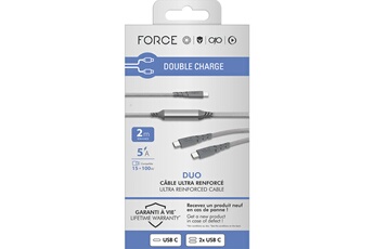 Câble Duo Ultra renforcé USB CUSB C Force Power + USB C 2 - vue 4