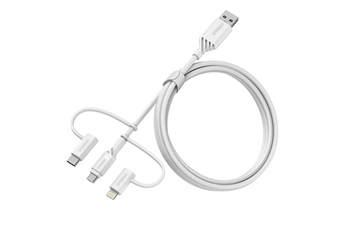 Câble téléphone portable Otterbox cable renforcé 3in1 : USBA-Micro/Lightning/USB C coloris BLANC Mad