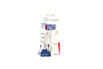 Yello Koko - Andy USBA+C - USBC/Micro/Light 1m #Paris Blanc