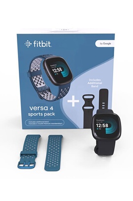 Fitbit Pack exclusif FNAC-DARTY Avec Versa 4 Noir + Bracelet - inclus 6 mois a Fitbit Premium