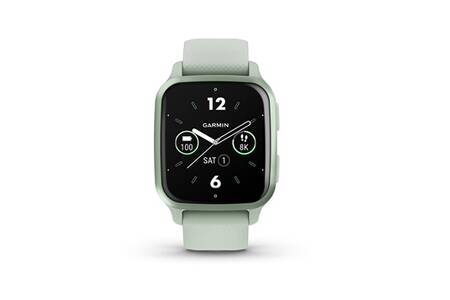 Montre connectée Garmin Venu Sq 2 Metallic Mint bracelet vert d''eau