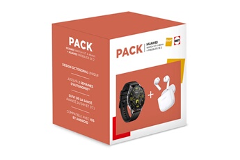 Huawei - Montre connectée Huawei HUAWEI WATCH GT4 46mm Black + FREEBUDS SE2 White